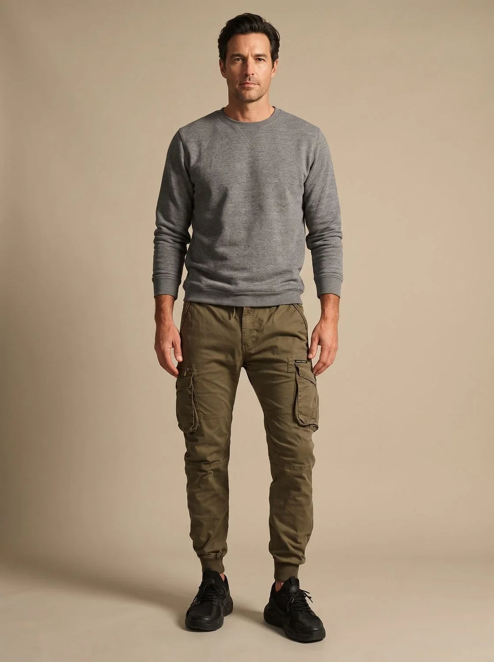 Simon | Men's Cargo Jogger Pants with Cargo Pockets and Elastic Waistband 1