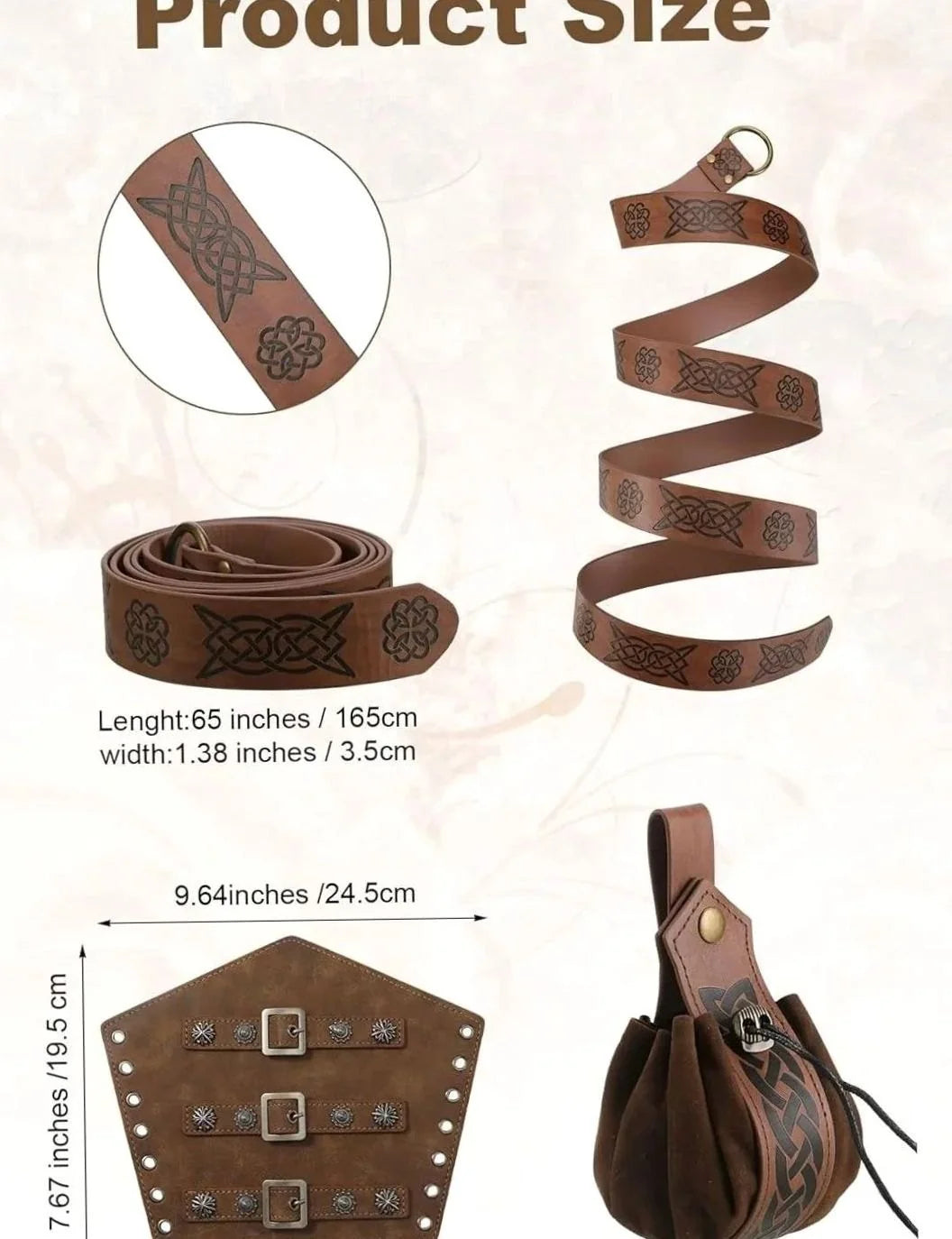 Simon | Men's Medieval Costume Set Lace-up Shirt Vest Trousers Belt Arm Warmers 4