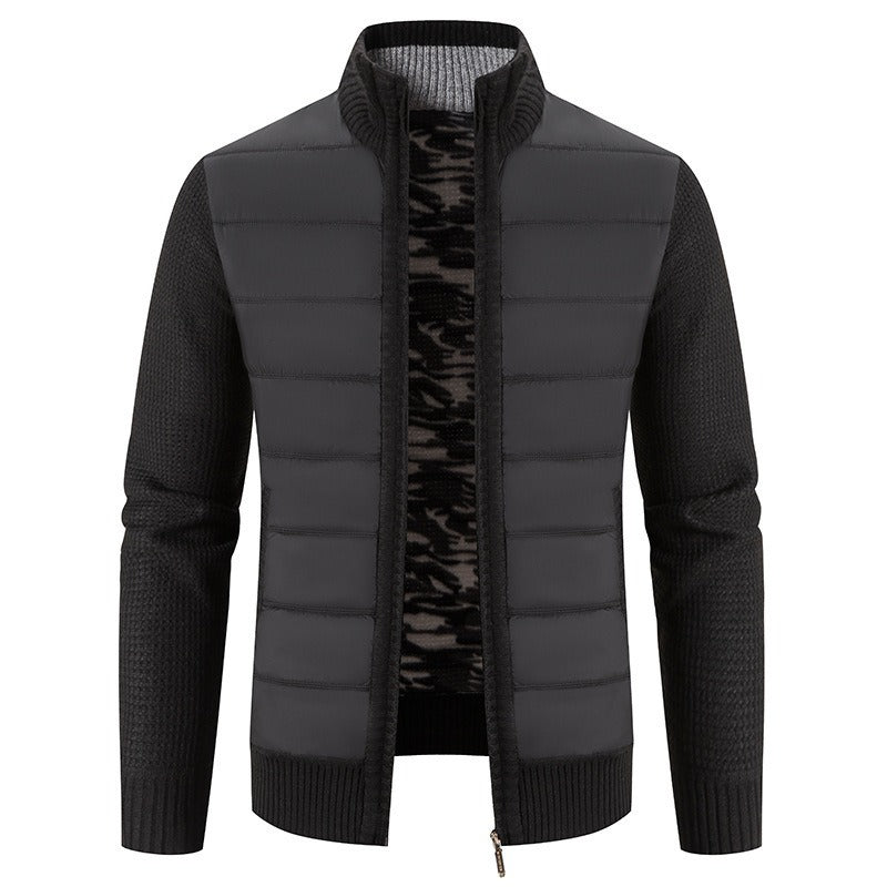 Men's Puffer Jacket with Fleece Sleeves & Tailored Fit