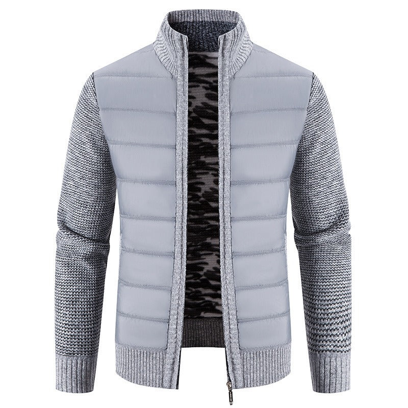 Men's Puffer Jacket with Fleece Sleeves & Tailored Fit