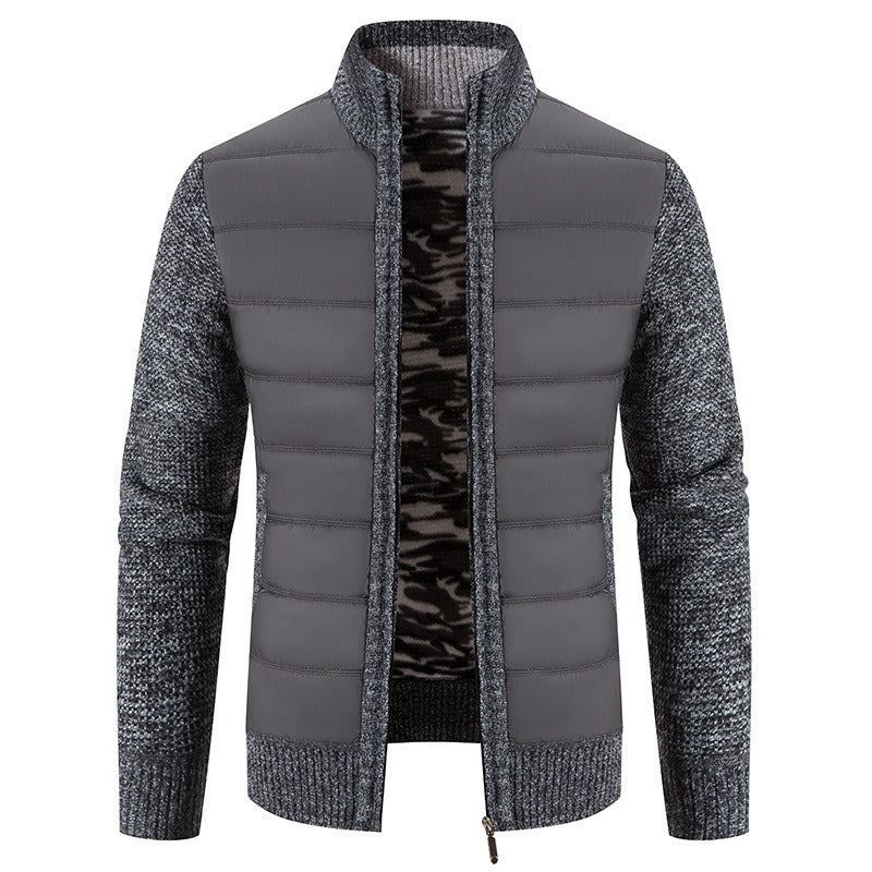 Men's Puffer Jacket with Fleece Sleeves & Tailored Fit