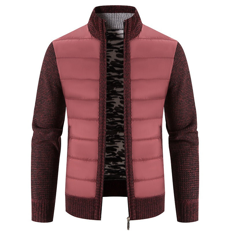 Men's Puffer Jacket with Fleece Sleeves & Tailored Fit