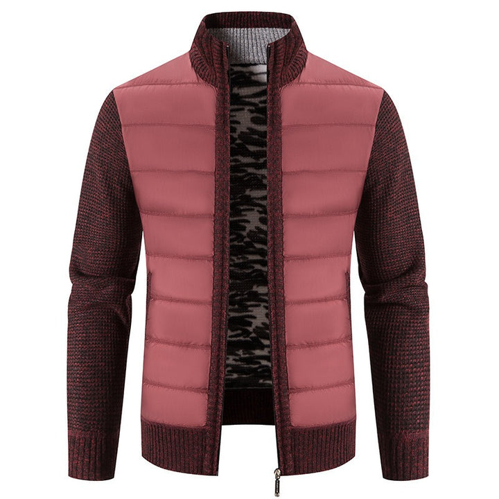 Men's Puffer Jacket with Fleece Sleeves & Tailored Fit