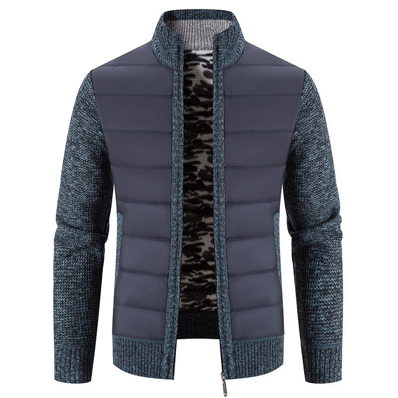 Men's Puffer Jacket with Fleece Sleeves & Tailored Fit