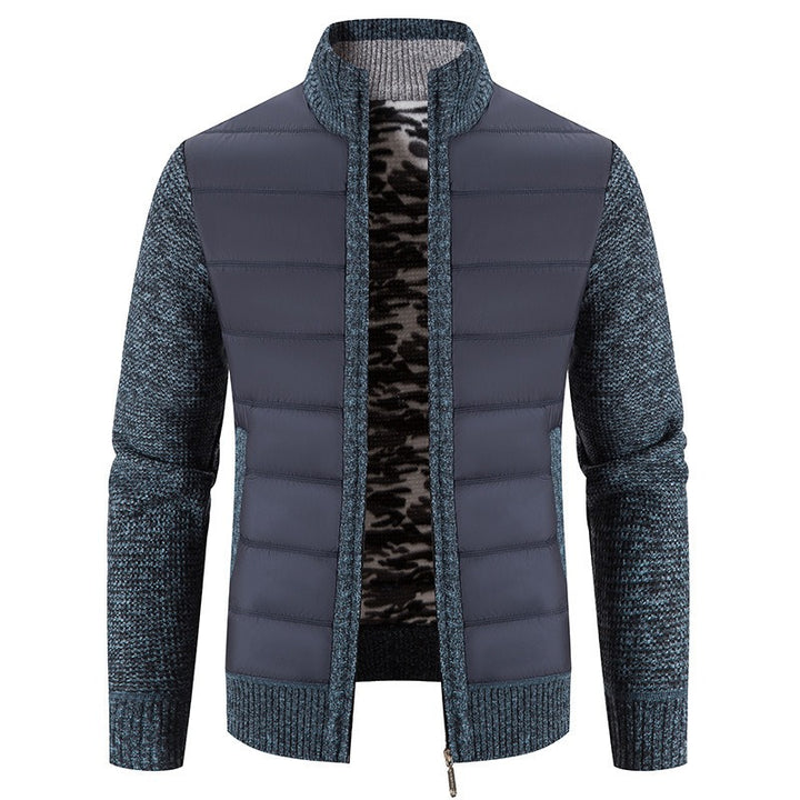 Men's Puffer Jacket with Fleece Sleeves & Tailored Fit
