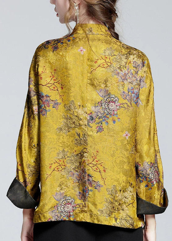 Women's Coat | Printed Silk-Blend Stand-Collar Coat 7