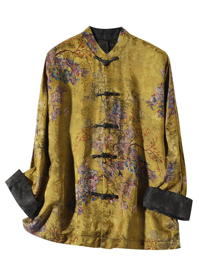 Women's Coat | Printed Silk-Blend Stand-Collar Coat 8