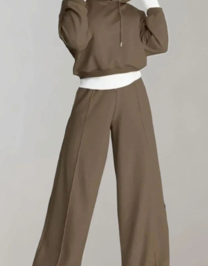 Women's Cropped Hoodie and Wide-Leg Drawstring Trackpants Set 4