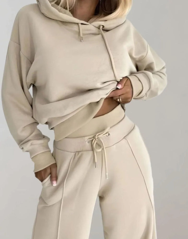 Women's Cropped Hoodie and Wide-Leg Drawstring Trackpants Set 5