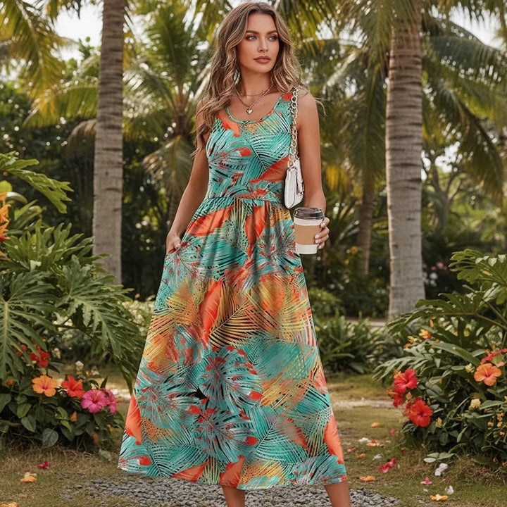 Women's Dress | Boho Print Sleeveless Maxi Dress 15