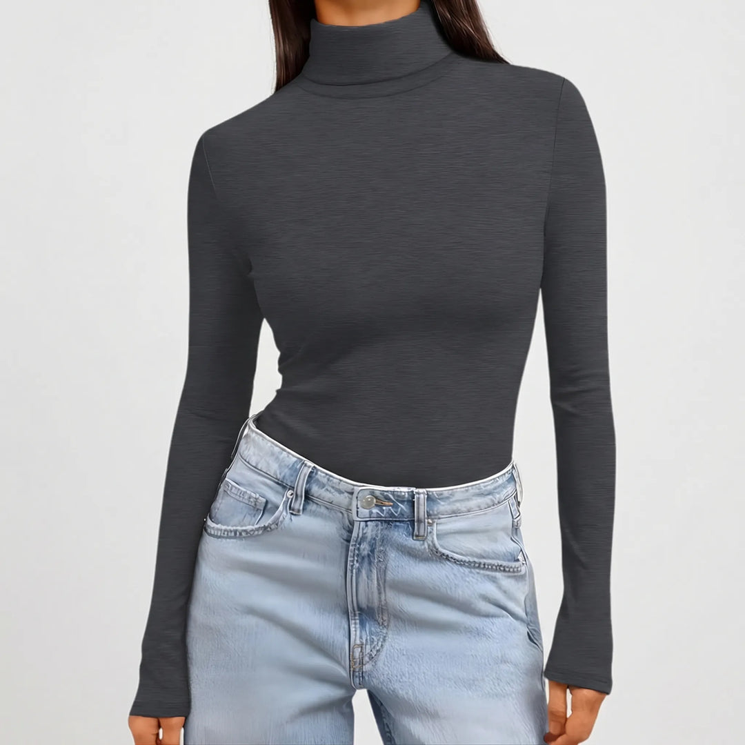 Women's Fitted Long-Sleeve Turtleneck Top 0