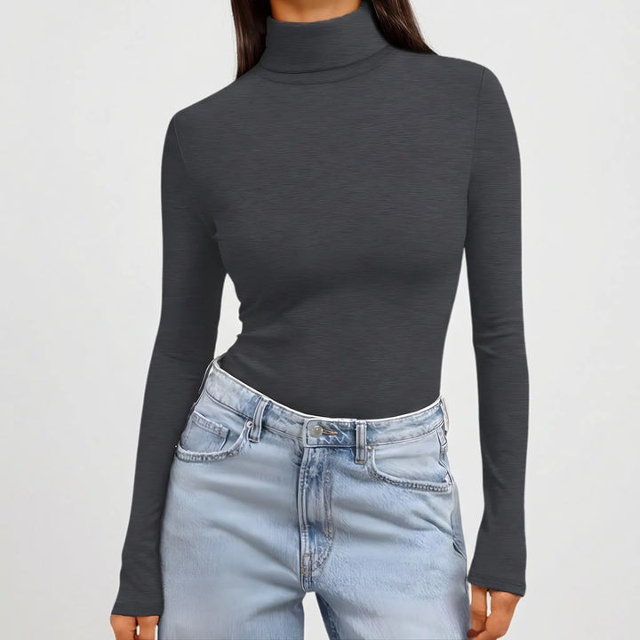 Women's Fitted Long-Sleeve Turtleneck Top 0