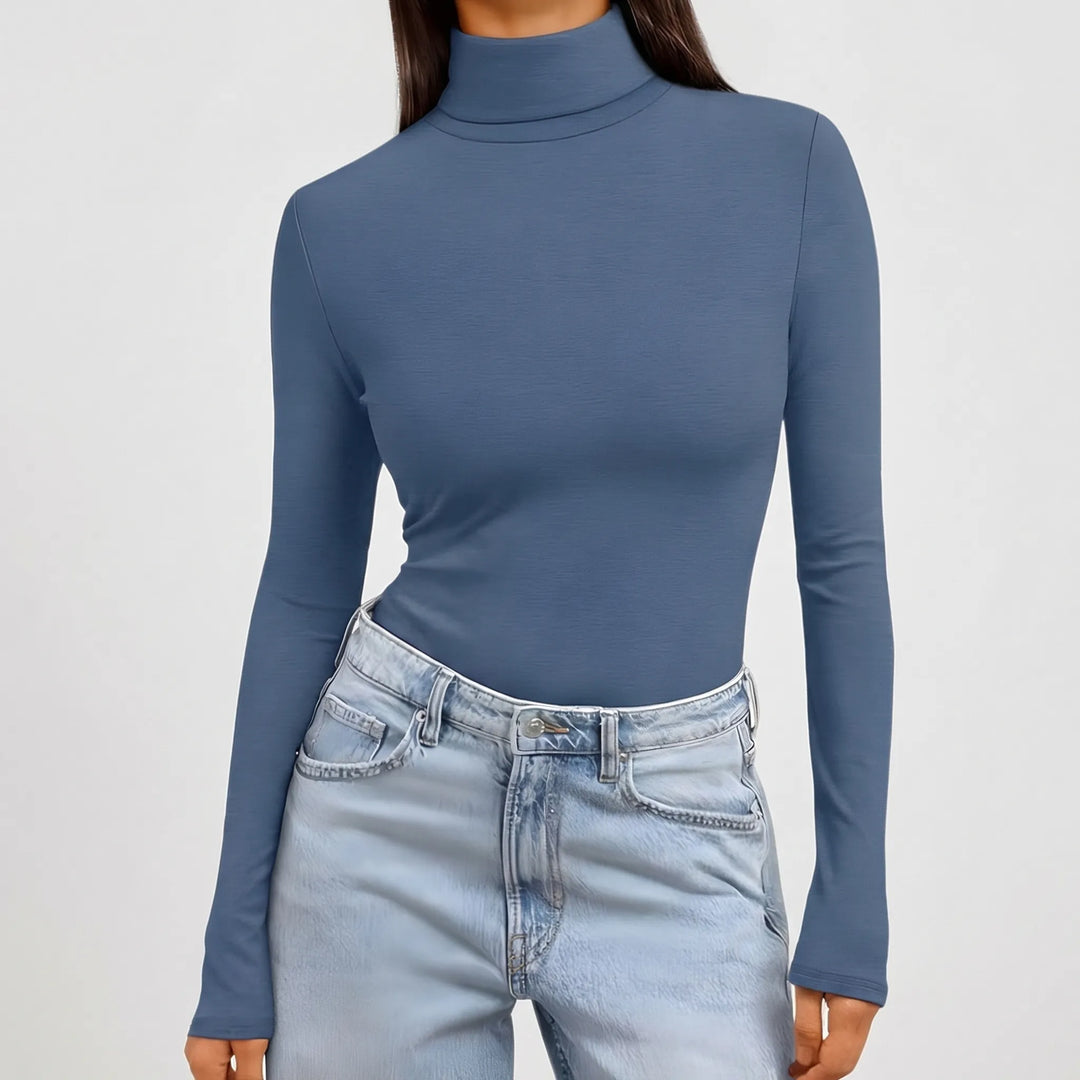 Women's Fitted Long-Sleeve Turtleneck Top 2
