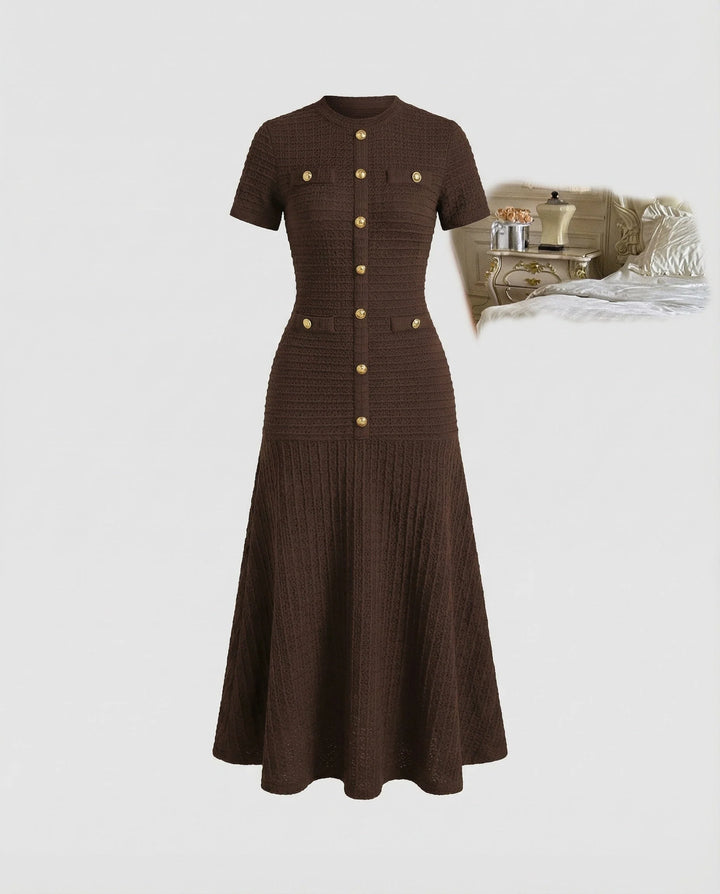 Women's Fitted Waffle-Knit Maxi Dress 0