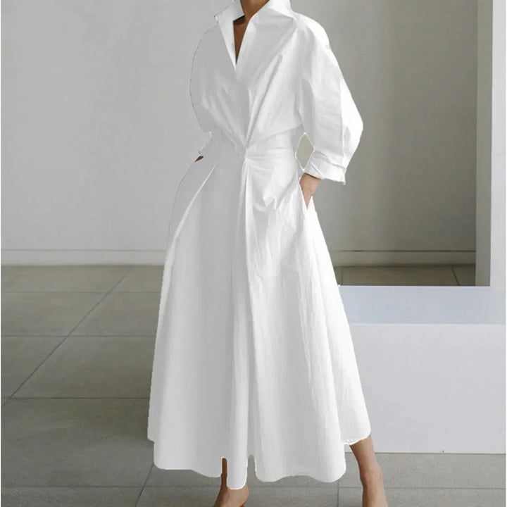 Women's Newspaper Print Collared Wrap Maxi Dress 0