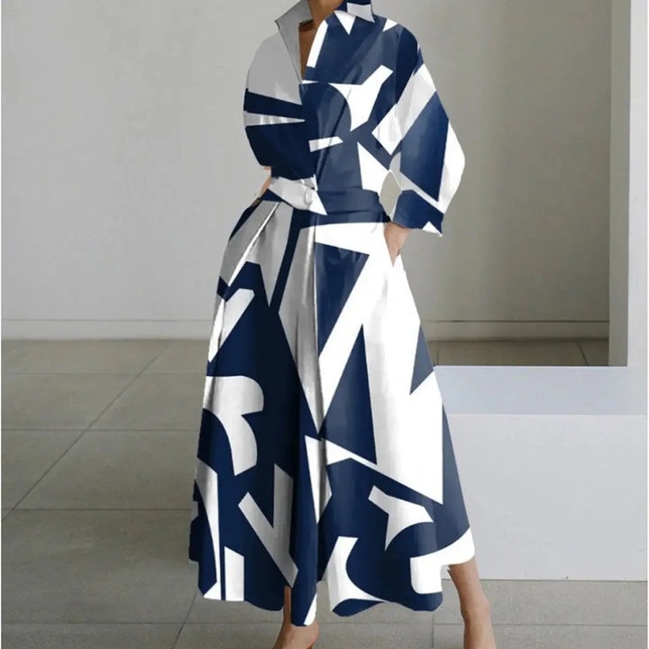 Women's Newspaper Print Collared Wrap Maxi Dress 10