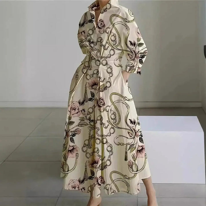 Women's Newspaper Print Collared Wrap Maxi Dress 12