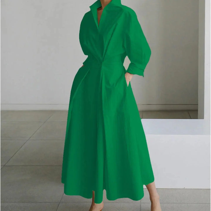 Women's Newspaper Print Collared Wrap Maxi Dress 3