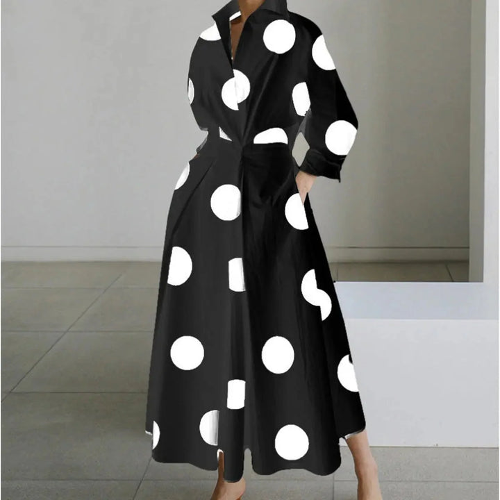 Women's Newspaper Print Collared Wrap Maxi Dress 4