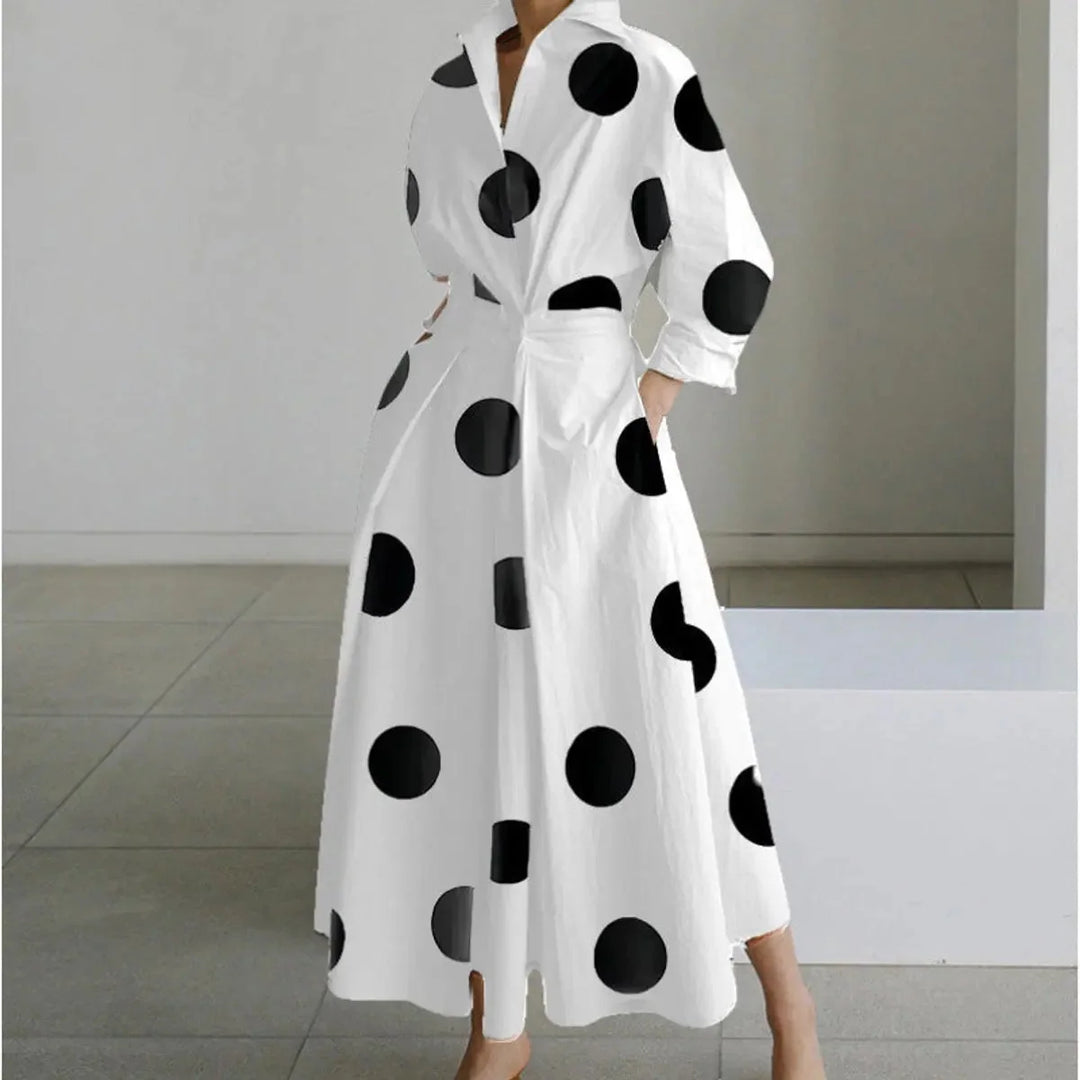 Women's Newspaper Print Collared Wrap Maxi Dress 5