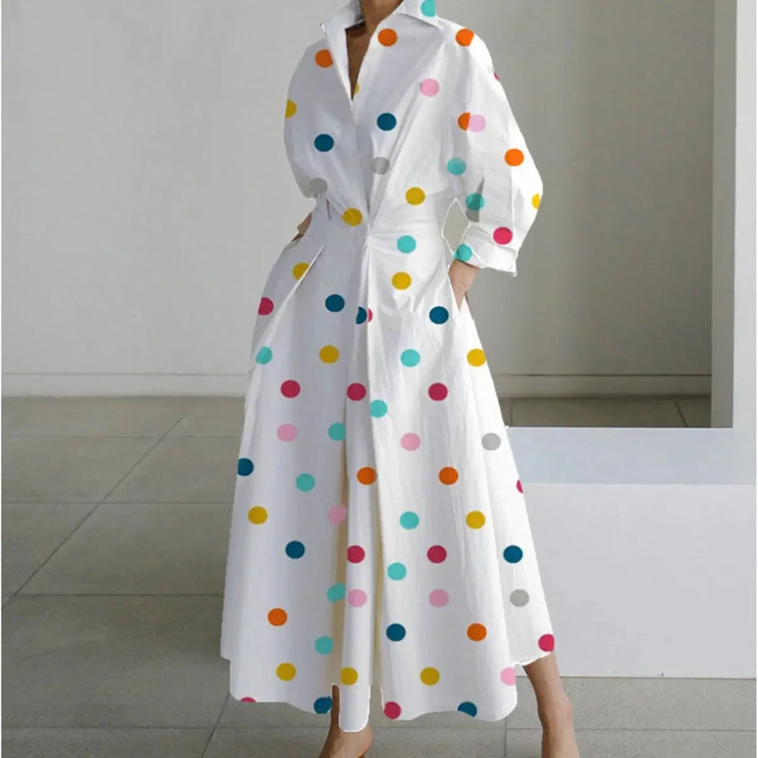 Women's Newspaper Print Collared Wrap Maxi Dress 6