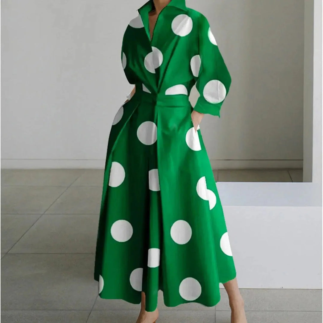 Women's Newspaper Print Collared Wrap Maxi Dress 7
