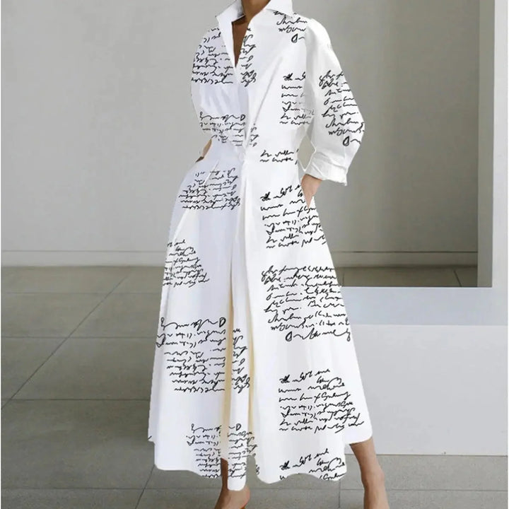 Women's Newspaper Print Collared Wrap Maxi Dress 8