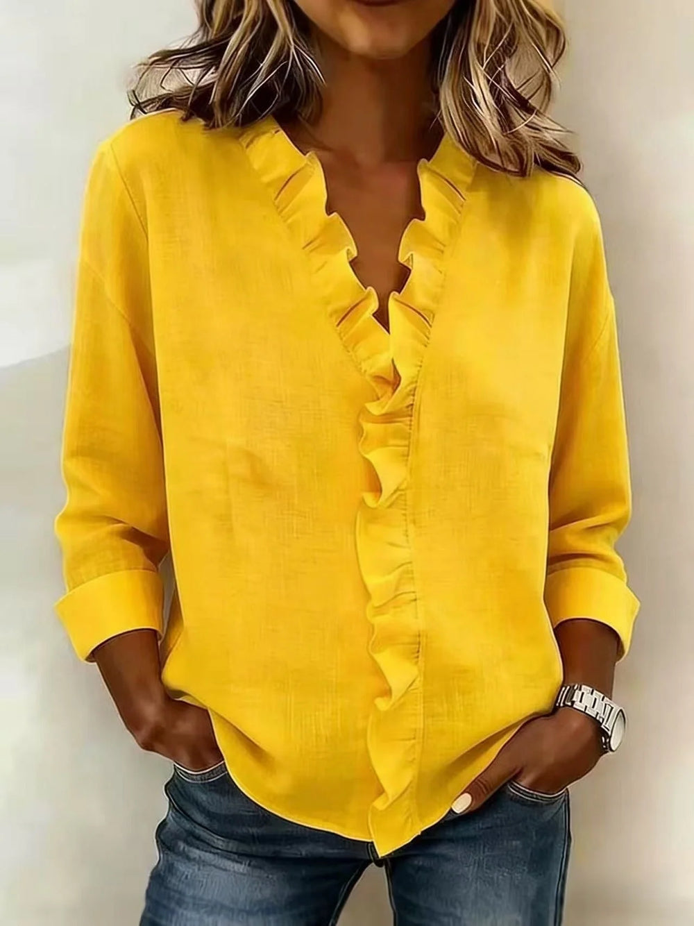 Women's Romantic V-Neck Ruffle Blouse 1