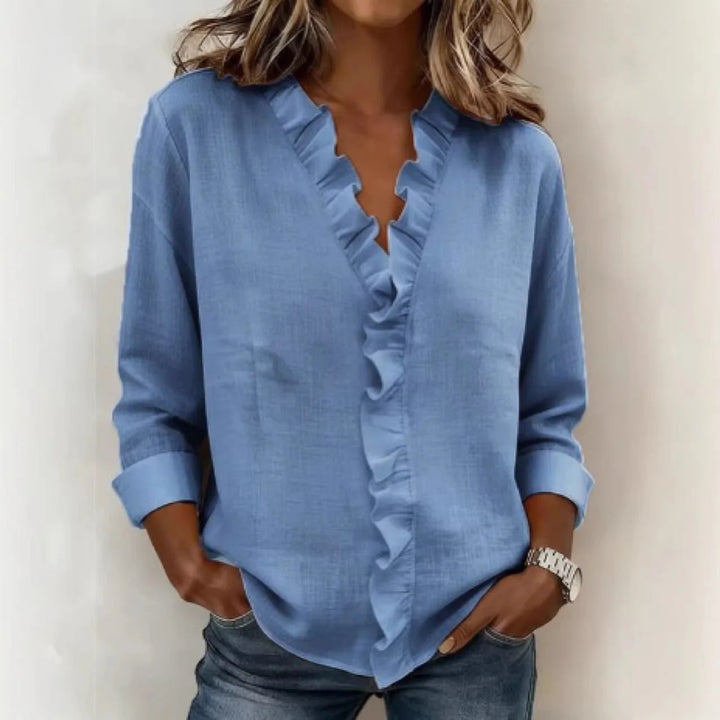 Women's Romantic V-Neck Ruffle Blouse 4
