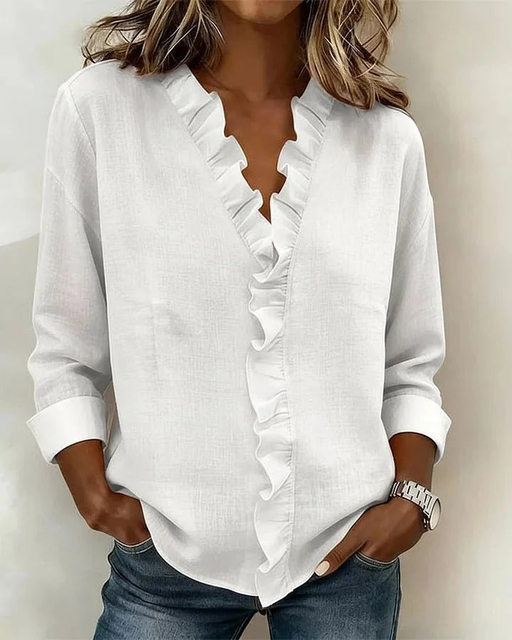 Women's Romantic V-Neck Ruffle Blouse 7