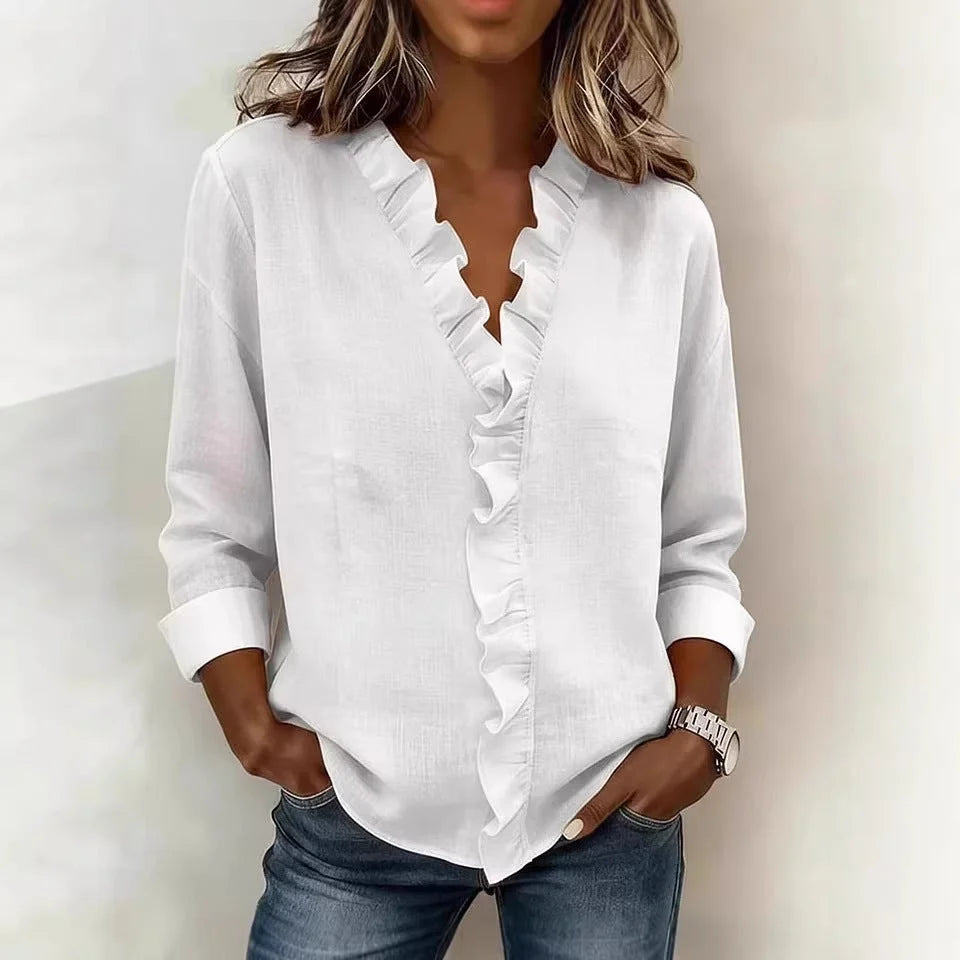 Women's Romantic V-Neck Ruffle Blouse 8