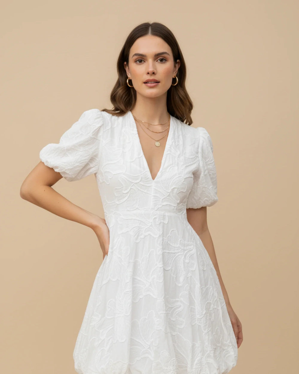 Women's V-Neck A-Line Mini Dress 1