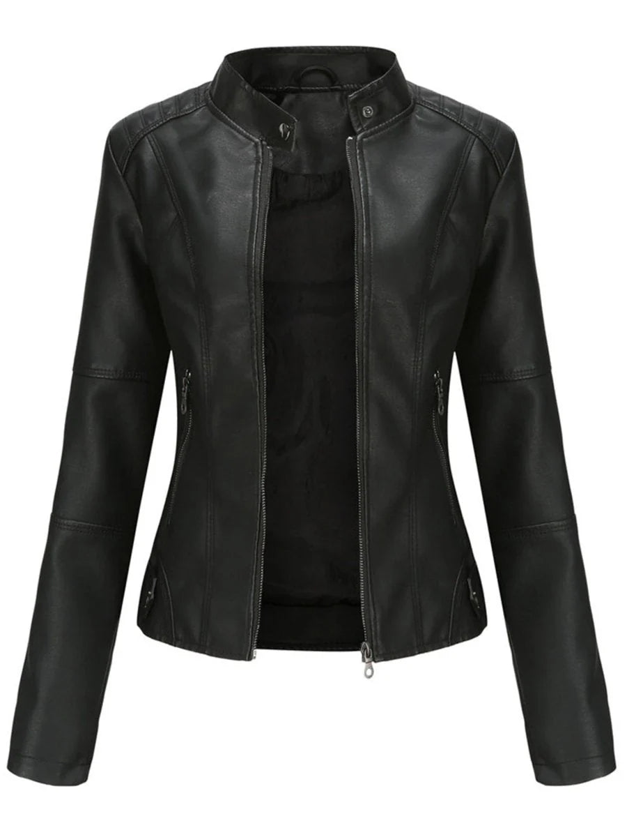 Women's biker jacket | Tailored cut & stand-up collar 0