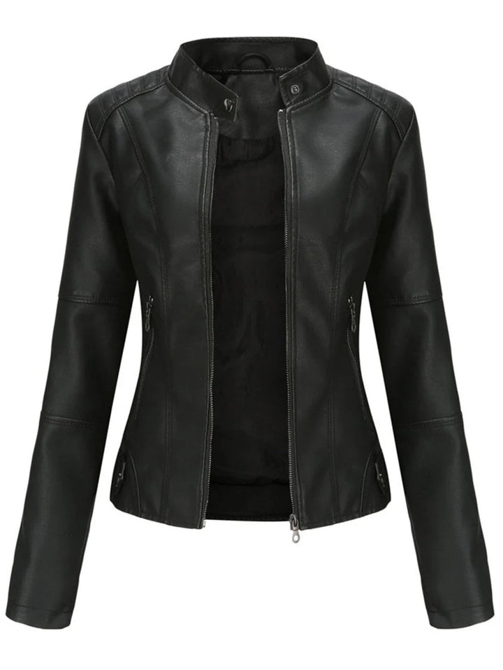 Women's biker jacket | Tailored cut & stand-up collar 0