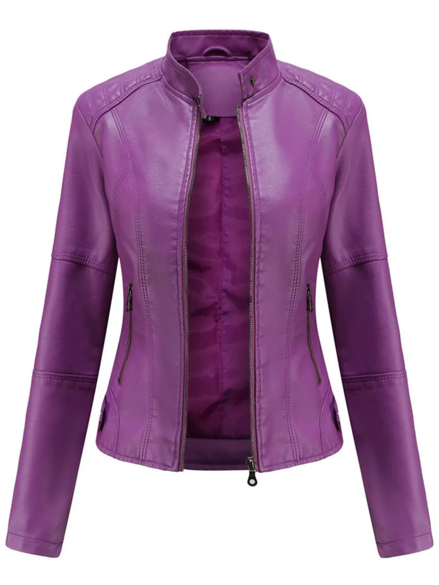 Women's biker jacket | Tailored cut & stand-up collar 2