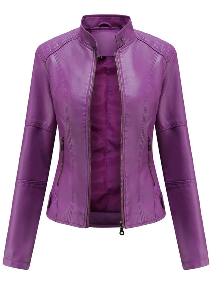 Women's biker jacket | Tailored cut & stand-up collar 2