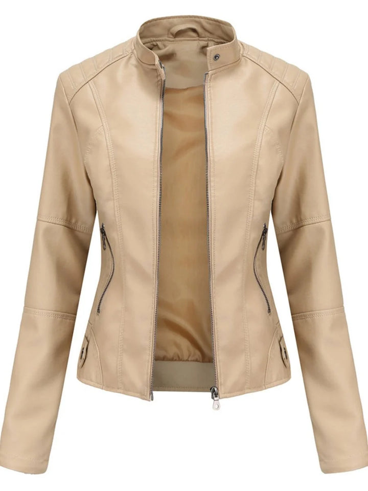 Women's biker jacket | Tailored cut & stand-up collar 4