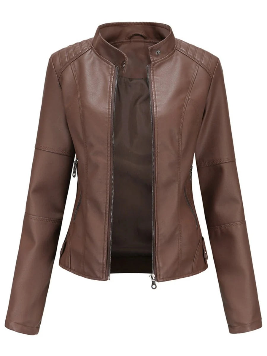 Women's biker jacket | Tailored cut & stand-up collar 5