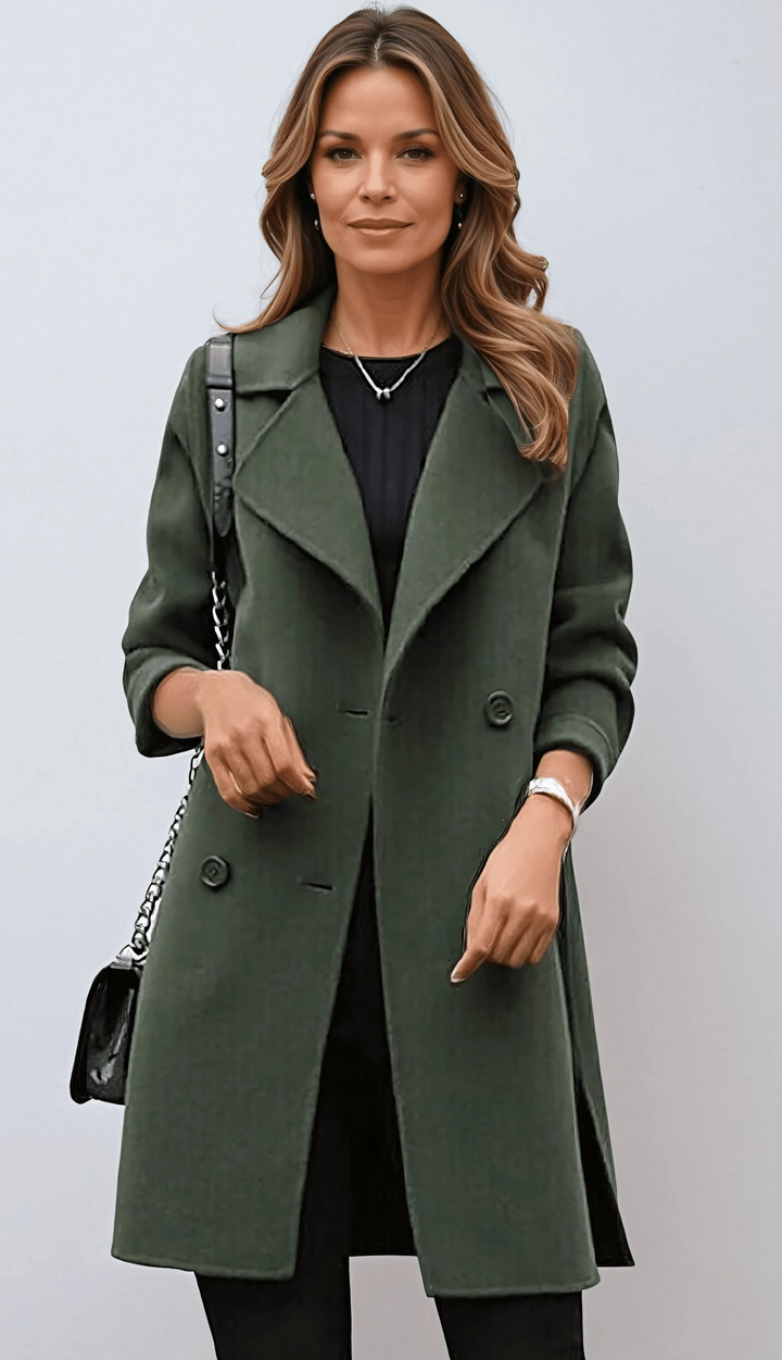 Women's coat | Long with wide lapel collar 0