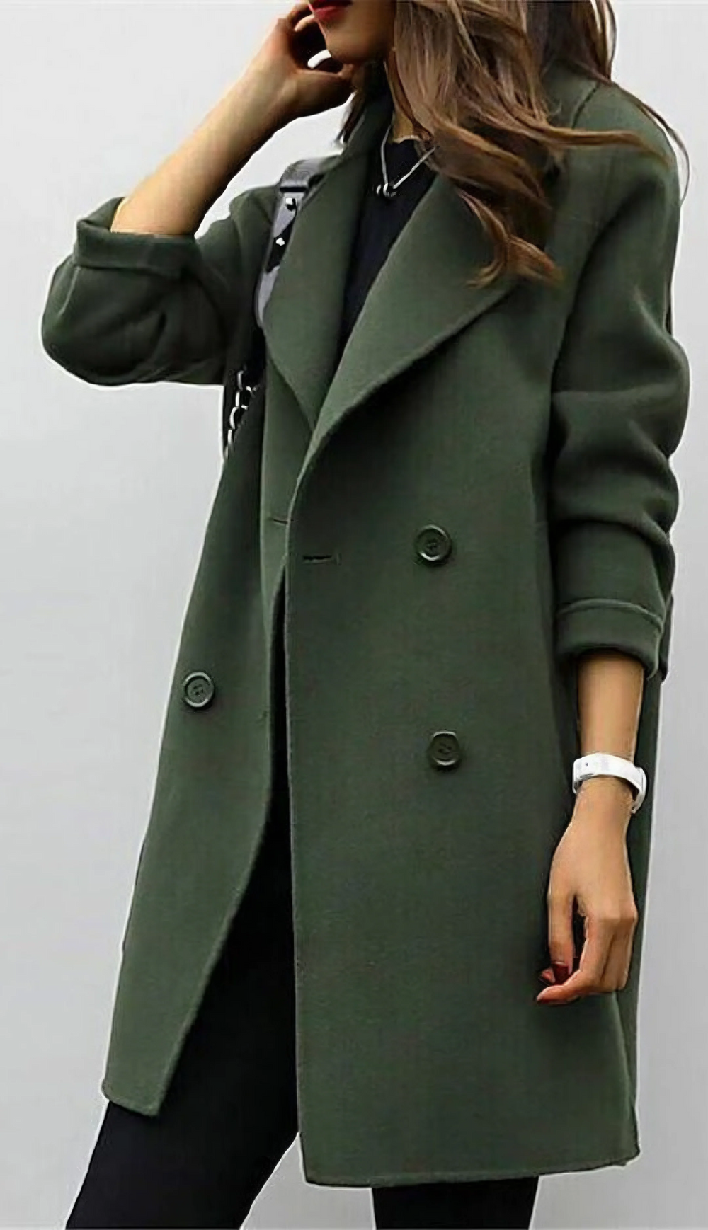 Women's coat | Long with wide lapel collar 1