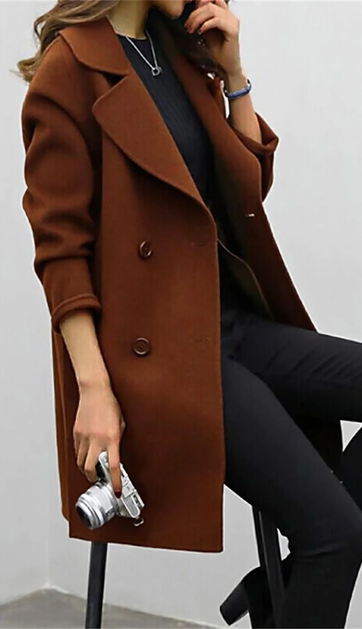 Women's coat | Long with wide lapel collar 2