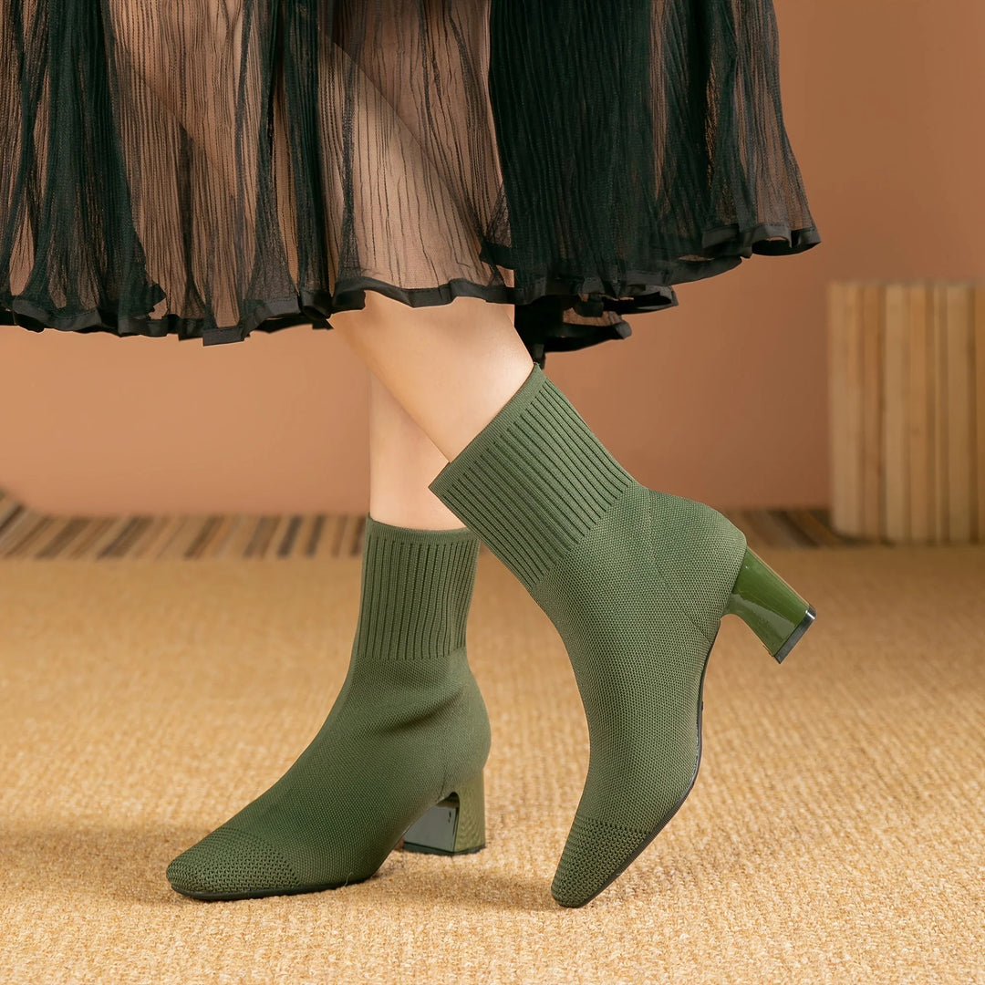Women's knitted ankle boots | Block heel & Comfortable 6