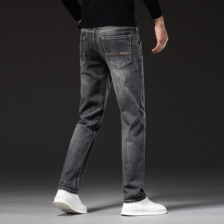 Men's Straight-Fit Denim Jeans with Multiple Pockets