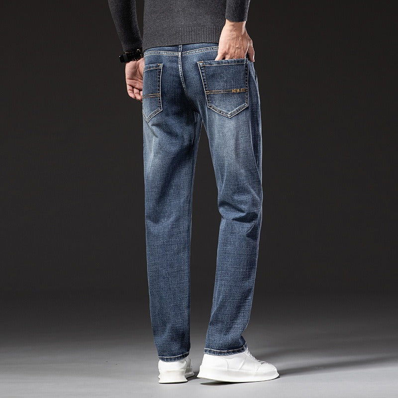 Men's Straight-Fit Denim Jeans with Multiple Pockets